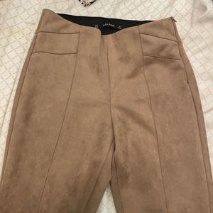 Faux suede tan legging pants